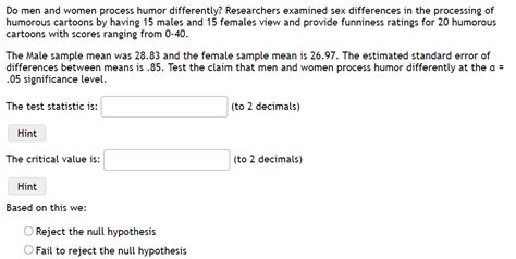 Solved Researchers Examined Sex Differences In The Chegg