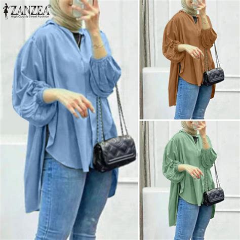 Freeshipping Esolo ZANZEA Muslimah Women Muslim V Neck Puff Sleeve