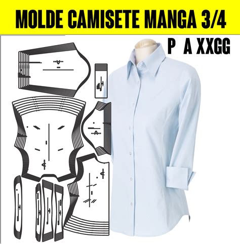 Molde Camisete Manga Fem Modelagem P Ao Xxg Pj Silk Camisetas