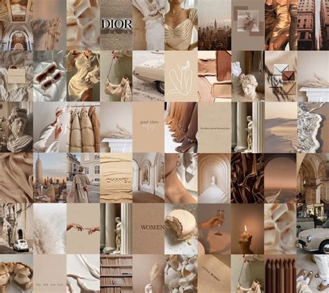 100 PCS Nude Aesthetic Wall Collage Beige Aesthetic Wall Collage Kit