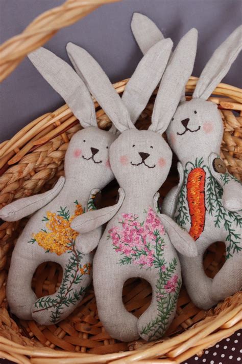 Linen Bunny With Handmade Embroidery Hand Embroidery Videos