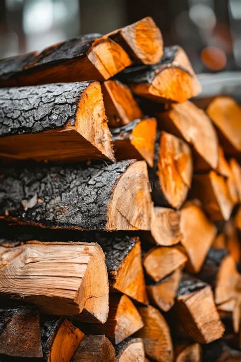 Pile Of Wood Is Stacked Up In Warehouse Generative Ai Stock Image