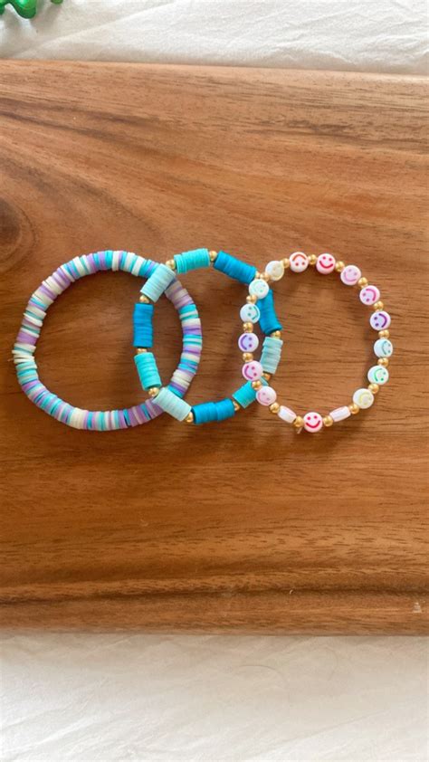 Preppy Bracelet Stack Periwinkle Reef Under The Sea Golden Smiles Clay Bead Bracelets Etsy