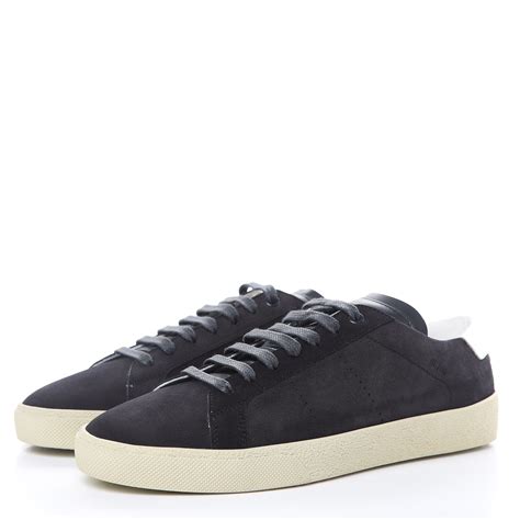 SAINT LAURENT Suede Mens Soho Court Classic Sneakers 40 Black