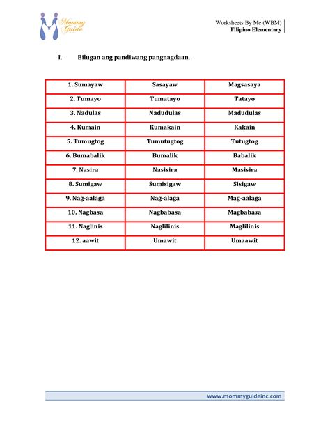 PDF I Bilugan Ang Pandiwang Pangnagdaan 1 Sumayaw Mommyguideinc