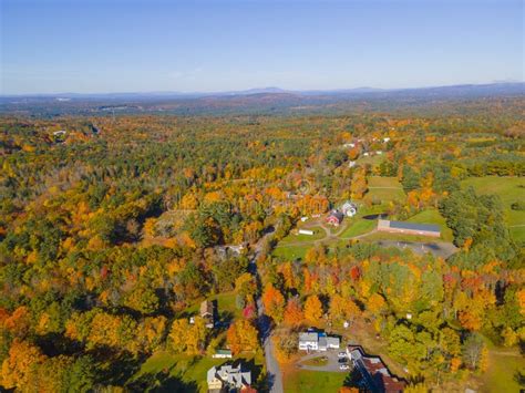 Chichester Historic Town Center Aerial View NH USA Stock Photo