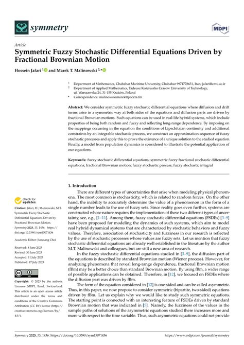 Pdf Symmetric Fuzzy Stochastic Differential Equations Driven By