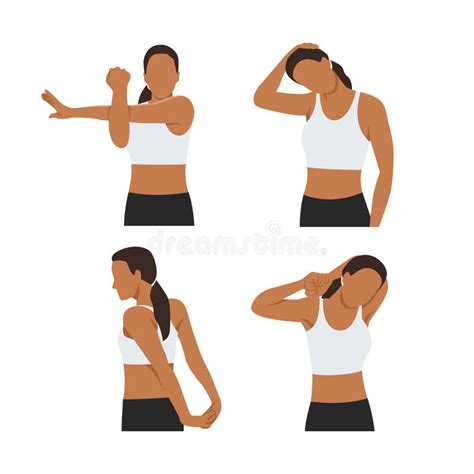 Woman Stretching Her Neck Arms And Shoulders Hand Flat Vector Stock