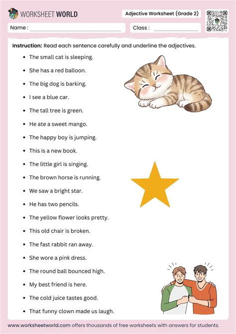 adjectives worksheet  grade  visual sorting opposites describing