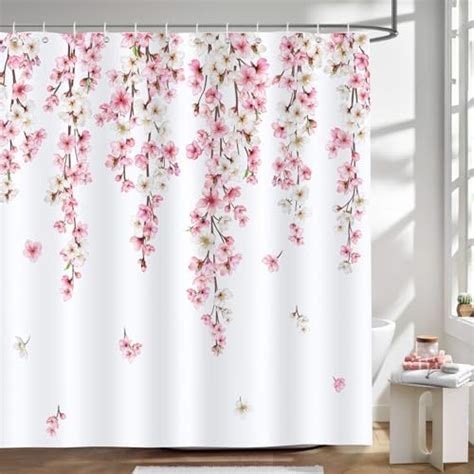 Amazon Bonhause Pink Cherry Blossom Shower Curtain Japanese Sakura