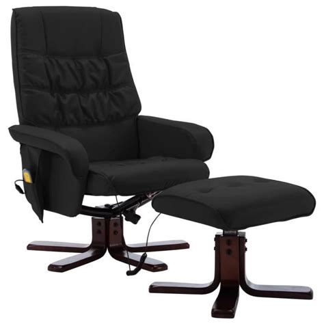 Fauteuil De Massage Inclinable Avec Repose Pied Noir Similicuir Roe