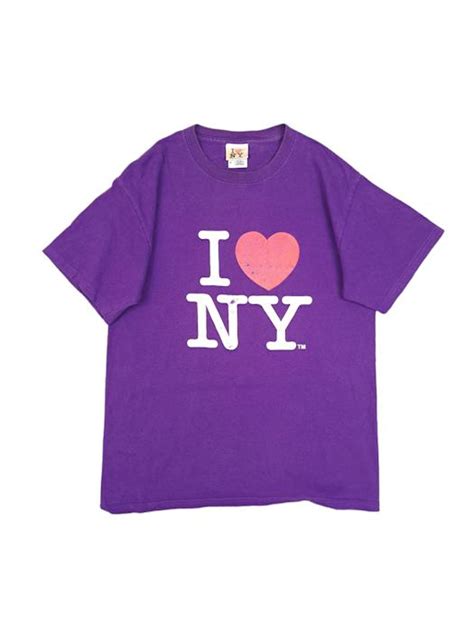 Vintage 💎 90s Vintage Retro I Love New York Official Purple T Shirt