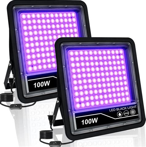 100W LED Black Light, 2 Pack UV Black Lights for Glow Party, IP66