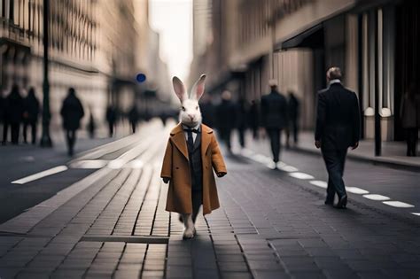 Premium Ai Image A Person Wearing A Bunny Suit And A Brown Coat