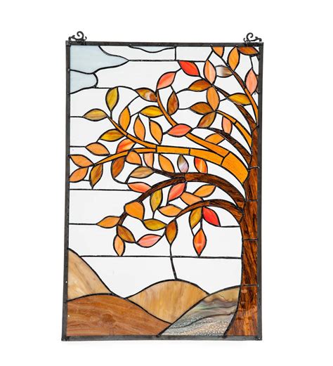 Stained Glass Autumn Tree Panel Wind And Weather