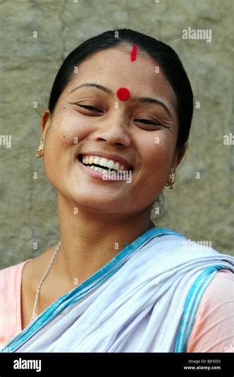 Laughing Pretty Woman From Assam Stock Photo Alamy