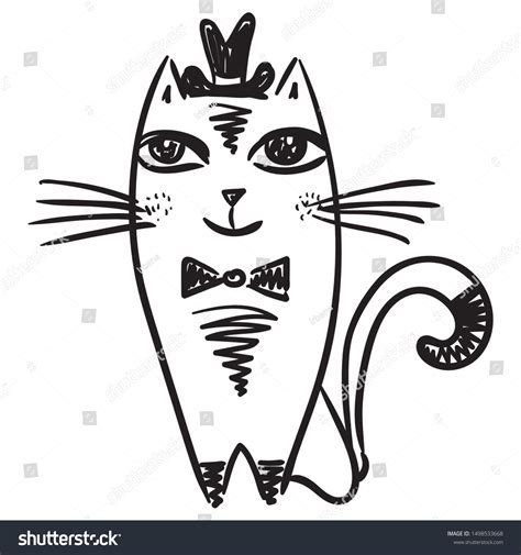 Cute Cartoon Cat Sketch Vector Illustration Stock Vector (Royalty Free ...