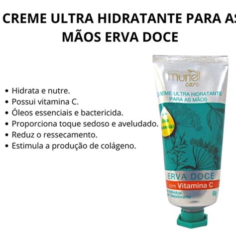 Creme Ultra Hidratante Para As M Os Muriel Care Erva Doce G