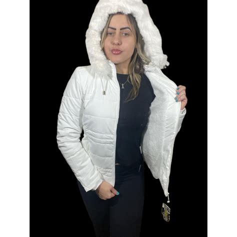 Jaqueta Puffer Feminina Bobojaco Premium Capuz Pelinho Impermeavel