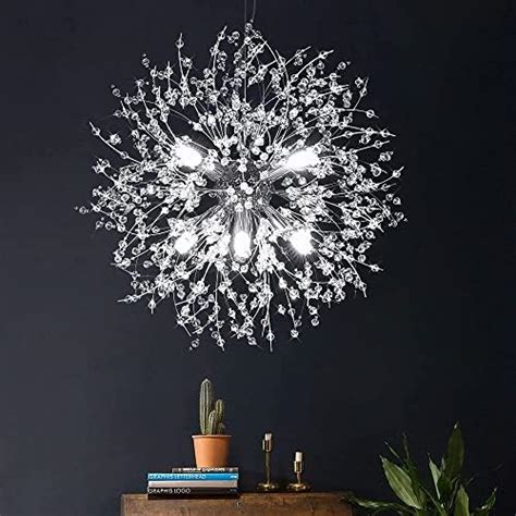 Rayofly Modern Crystal Ceiling Lights For Living Room Chrome Fireworks