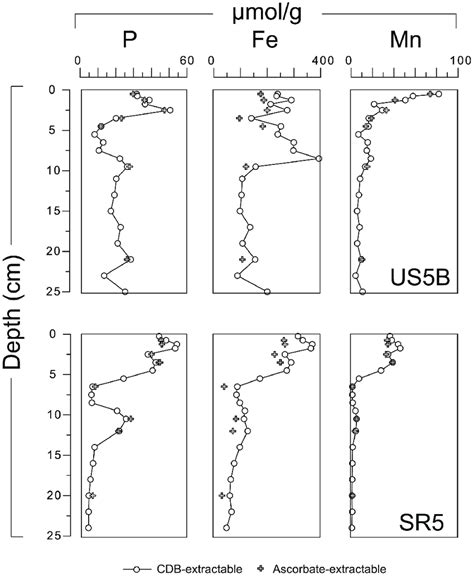 Depth Profiles Of Sediment P Fe And Mn In Mmol G Sediments For