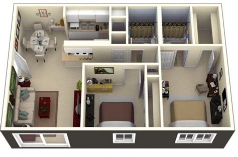 50 Plans 3d Dappartement Avec 2 Chambres Diseño Casas Pequeñas