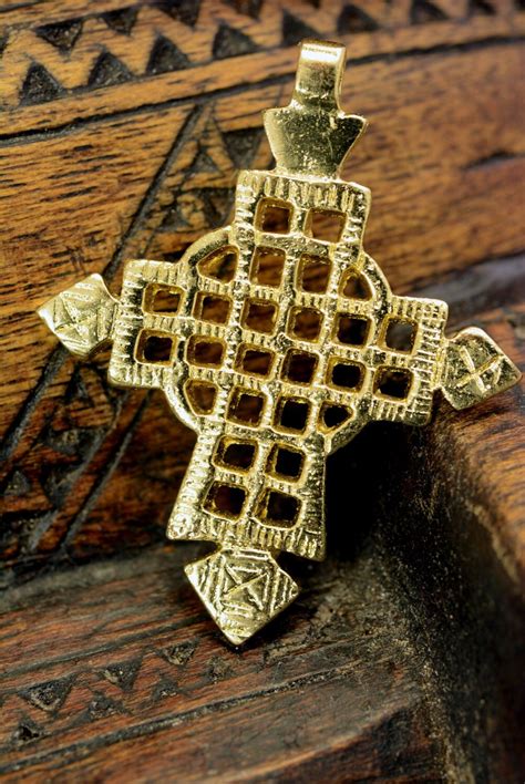 Ethiopian Cross Pendant Gold K Plated Jewelry Gold By Shimbra