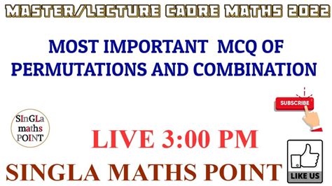 MASTER CADRE MATHS 2022 MOST IMPORTANT MCQ PERMUTATION