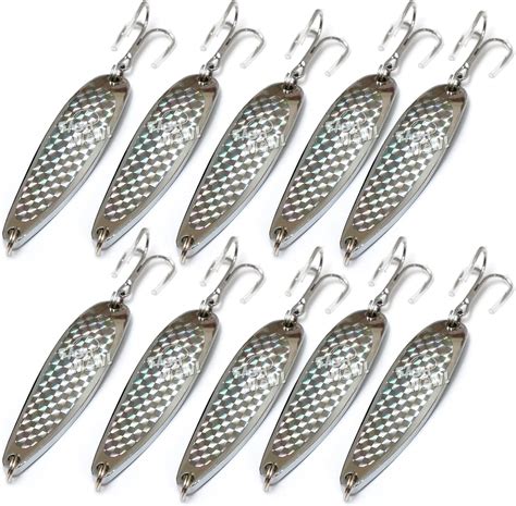 Amazon 10pcs Fish WOW 2oz Fishing Spoons With A Treble Hook 6