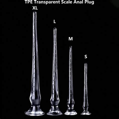 Four Sizes Transparent Super Long Safety Tpe Material Smooth Soft Rear Anal Plugs With Powerful