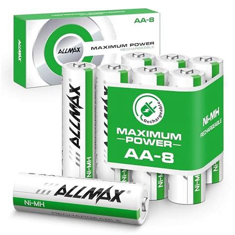 Allmax AAA Maximum Power Rechargeable NiMH Triple A Batteries 8