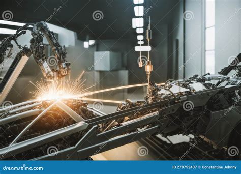 Precision Welding By Futuristic Robot On Electrical Equipment Created