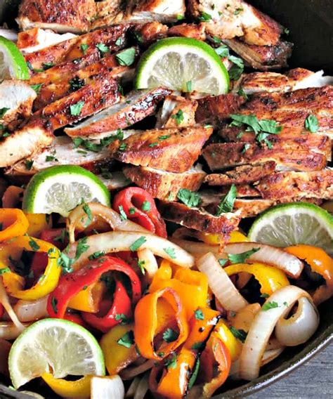 Easy Margarita Chicken Fajitas ~ Tequila Lime Marinade ~ A Gouda Life