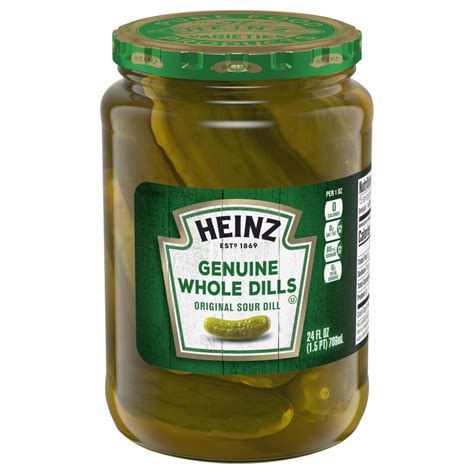 Heinz® Heinz Genuine Whole Original Sour Dill Pickles 24 Fl Oz Jar