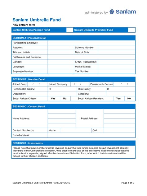 Fillable Online Sanlam Umbrella Provident Fund Fax Email Print Pdffiller