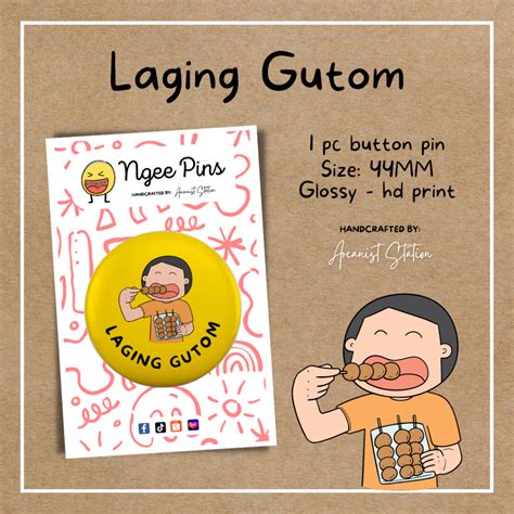 Laging Gutom Witty Tagalog Button Pins Deco Funny Pins Shopee