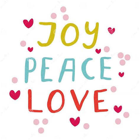 Cute Hand Drawn Lettering Of Words Joy Peace Love Stock Vector