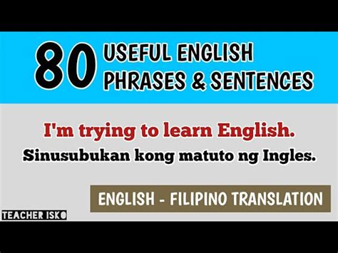 Useful Filipino Phrases And Sentences English Tagalog Translation