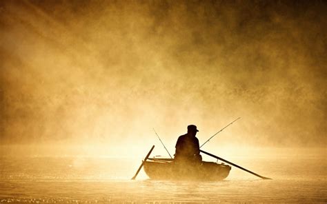 Misty Morning Fishing River Fishing Row Boat Boat