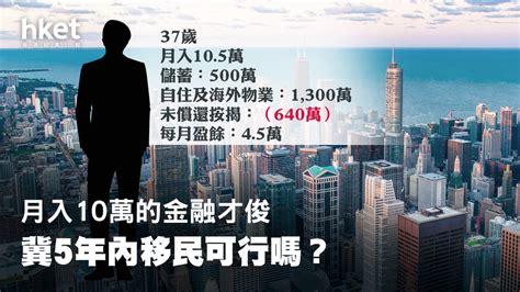 37歲金融才俊月入10萬 冀5年內移民可行嗎？