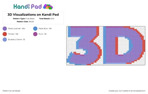 3D Visualizations On Kandi Pad Fuse Bead Pattern Kandi Pad Kandi