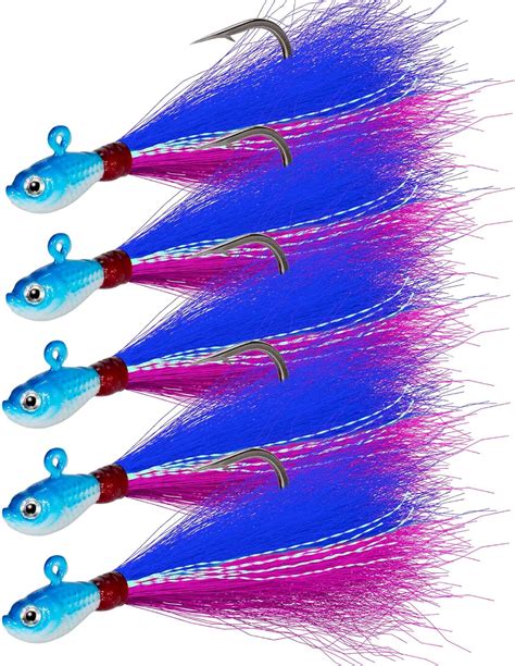 Amazon Alwonder 5 Pack Bucktail Jigs Saltwater Bucktail Fishing