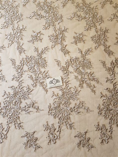 Beige Embroidery On Tulle Fabric D Lace Fabrics Lace Fabric From