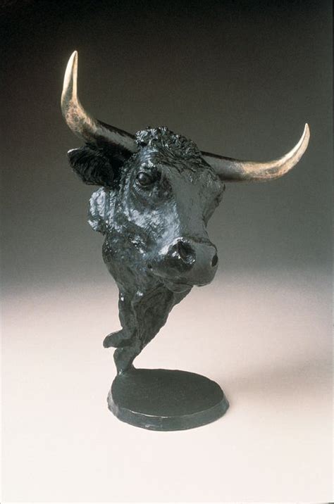 Bull - A bronze sculpture by Mark Hopkins Bull stands alone in his glory, although a companion ...