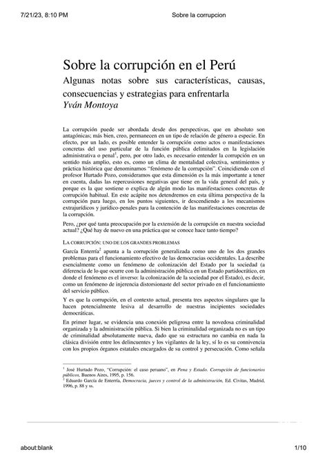 Solution Sobre La Corrupci N En El Per Algunas Notas Sobre Sus