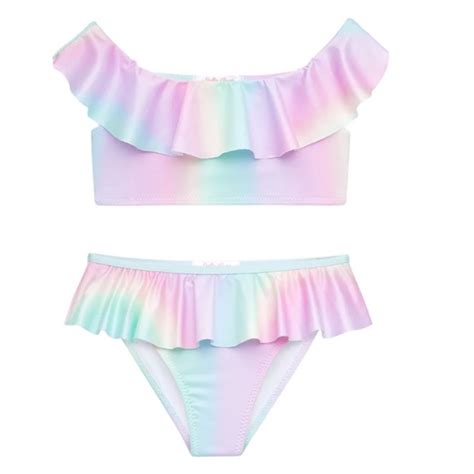 Stella Cove Swim Stella Cove Girls Rainbow Pastel Two Piece Bikini