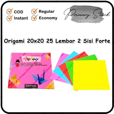 Jual Kertas Lipat Origami 2 Sisi Forte 20x20 Warna Warni Hias Dua Sisi