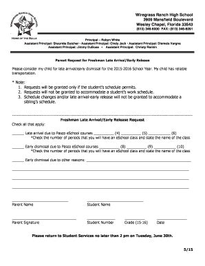 Fillable Online Off Campus Permission Form 9th Fax Email Print PdfFiller