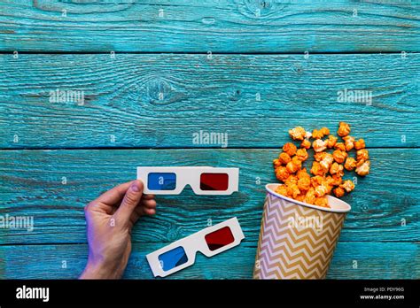 People Eating Popcorn Human Hands Top View Stock Photo Alamy