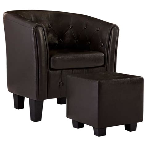 Fauteuil Avec Repose Pied Marron Similicuir SALALIS SP013128